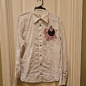 Men's White Embroidered Shirt